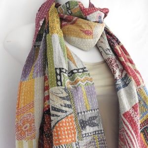 Beautiful Boho Patchwork Kantha Sari Scarf